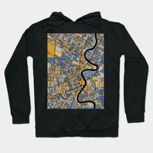 Winnipeg Map Pattern in Blue & Gold Hoodie